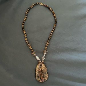 💜5 for $25 Brown and gold stone sparkle bead necklace